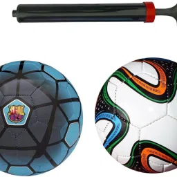 PVC MULTICOLOR and blue football combo with pump Football - Size: 5-image-4