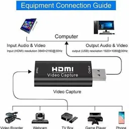 microware Video Capture Card, 1080P HDMI Capture Card - HDMI to USB 2.0 Video Capture Device for Live Streaming, Broadcasting, Gaming Record, Video Conference USB 2.0 HDMI Connector image 2