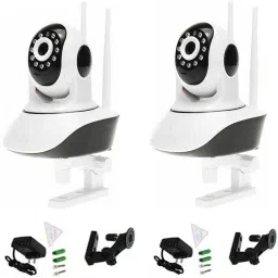 Zinzo High Range Double antenna 360 Degree Smart Wireless HD IP Wifi CCTV Indoor Security Camera Stream Live Video in Mobile/laptop/desktop(Pack of 2 camera) Security Camera-picture-1