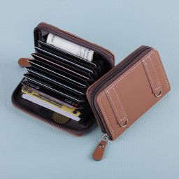 Men & Women Casual Brown Genuine Leather RFID Card Holder-image-56