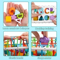 my kafers Baby Shape Sorting Toy, Colorful Elastic Bands Sensory Shape Sorter image 4