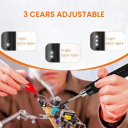 qpets Cordless USB Rechargeable Soldering Iron Adjustable Temp Set 15 W Temperature Controlled image 2