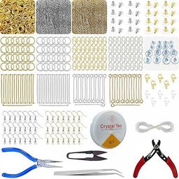 crafts haveli Jewelry Making Kit Gold & Silver Findings with Tools for DIY Necklace Craft-picture-25