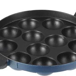 Zest Non-Stick 3 Layered Coating 12 Pits Round Paniyarakkal Paniarakkal with Lid 0 L capacity 22 cm diameter-image-48
