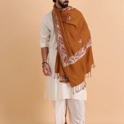 Tweedle Poly Wool Embroidered Men Shawl-image-13