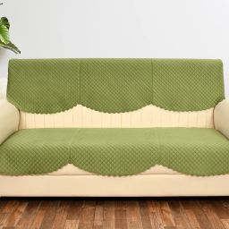 Velvet Checkered 3 Seater Sofa Cover-picture-12