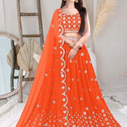 Embroidered Semi Stitched Lehenga Choli-image-63