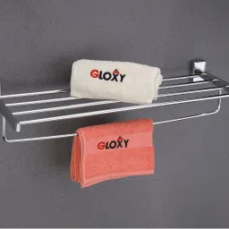 GLOXY Stainless Steel Towel Rod | Heavy-Duty Single Bar for Bathroom & Kitchen 24 inch 1 Bar Towel Rod-image-63