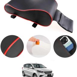Black With Red Piping Armrest Cover With Phone Holder For Car-95 Car Armrest Cover-image-100