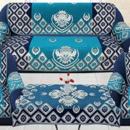 Velvet Abstract 3+1+1 Seater Sofa Cover-image-21
