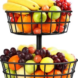 2 Tier Fruit Vegetable basket for Kitchen, Fruit bowl for Dining Table Iron Fruit & Vegetable Basket-13