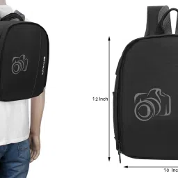 AdventIQ DSLR/SLR Camera Lens Shoulder Printed Backpack-(BNP 0197P-Camera 2)-Grey ClrCamera Bag image 5