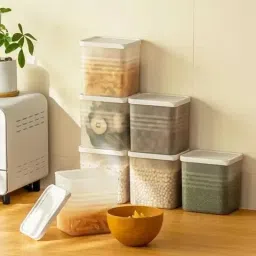 Plastic Plastic 6 Pieces Freezer/Refrigerator Side Door Container Set 1000ML Storage Basket-13