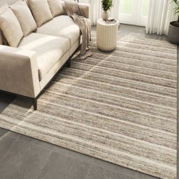 Grey Solid Wool and Viscose 6 ft X 9 ft Hand Woven Carpet-image-51