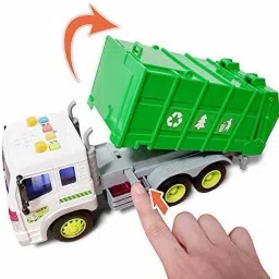 kru mir Unbreakable City Garbage Truck Toys for Kids Friction Powered with Lights & Realistic Sounds. Made from ABS Plastic with Move able Rotating Dump Trolley image 2