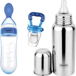 Stainless Steel Baby Feeding Bottle Nipple Bottles for New Borns - 240 ml-0