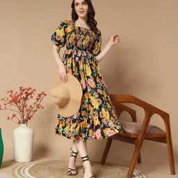 raiyani enterprise Women Fit and Flare Multicolor Midi/Calf Length Dress-picture-10
