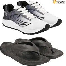 birde Stylish Combo Pack of 2 Lightweight Walking, Running Shoes With Slippers Squash Shoes For Men-picture-34