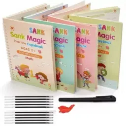 Magic Practice Copy Book 4 Books And 10 Refills Number Drawing Alphabet Book-1