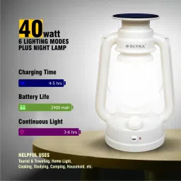 slyka Rechargeable & Portable Table Top Lantern White Plastic Table Lantern image 3