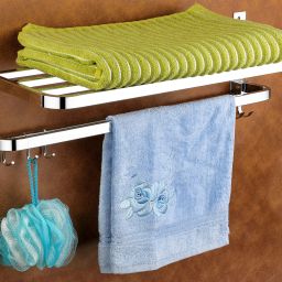 24 Inch S.S. Dual Folding Towel Rack for Bathroom/Towel Stand/Hanger (PACK OF 1) silver Towel Holder-image-63
