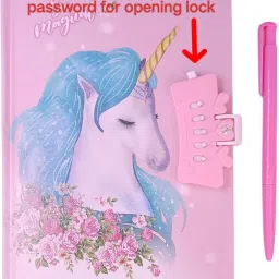 rashi Secret Personal Lock Dairy with 3D Gel Pen (RANDOM COLOUR AND DESIGN) A5 Diary SINGLE RULE 50 Pages image 2