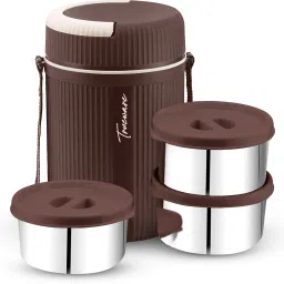 GRUB 3 Insulated Hot and Cold Lunch Box With 3 SS Container 300 ML Each 3 Containers Lunch Box-image-4