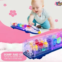 mega star Transparent Bump and Go Train with 3D Lightning, Moving Gears and Music image 3