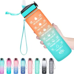 Transparent Motivational Water Bottle – Leakproof, BPA-Free, with Straw & Strap 1000 ml Water Bottle-image-74