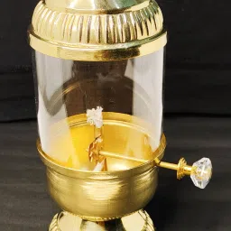 Akhand Jyoti Diya With Glass Cover / Heatproof / Screw Lever Adjustable 250ML Brass, Glass Table Diya-image-33