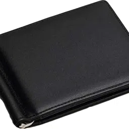 Men Black Genuine Leather Money Clip - Mini-image-52