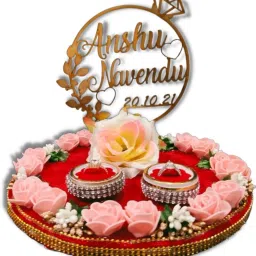 Engagement Ring Platter Personalized with Name & Date Wedding Ring Platter Wood Decorative Platter-22