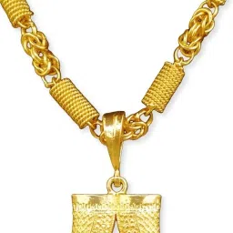 Double nail Nor Puligoru pandent Locket with Holo chain For Mens and Boys. Gold-plated Alloy Pendant Set-1