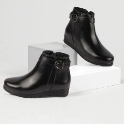 High Ankle Winter Walking Broad Feet Side Zipper Closure Casual Buckle Boots For Women-image-32