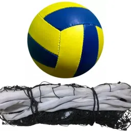 classic yellow blue rubber volleyball with net m Volleyball - Size: 4-picture-20