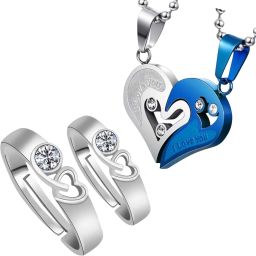 Friendship Special Gift Combo. and Couple Ring (Heart Shape) . Alloy, Stainless Steel Pendant Set-image-30