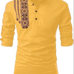 Men Solid, Self Design Cotton Blend Straight Kurta-image-36