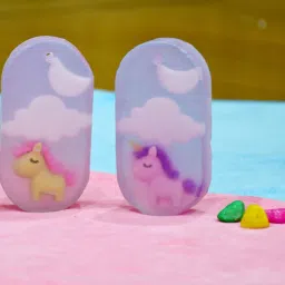 Soap with Unicorn Eraser| Handmade / Handcrafted & Hand cut| Kids friendly Organic Soap for All skin with moon and star details (120 gms approx.)(Unicorn, Pack Of 2)-picture-10