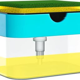 2 in 1 Soap Dispenser for Bathroom Dishwasher Liquid Dispenser Pump 400 ML Microfibre Wet and Dry Brush-image-77