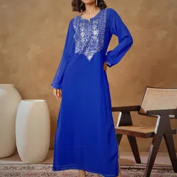 shae by sassafras Women A-line Dark Blue Maxi/Full Length Dress-picture-9
