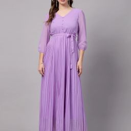 Women Fit and Flare Purple Maxi/Full Length Dress-image-37