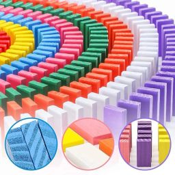 bestie toys Dominoes Blocks Set 12 Colours Wooden Toy Building and Stacking(120Block) image 2