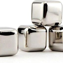 Bar Accessories Reusable Stainless Steel Ice Cube Set of 4 Pieces, Silver Steel Ice Cube Tray-13