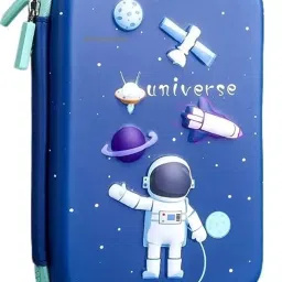 3D Space Design Embossed EVA Cover Pencil Stationery Pouch Case with Compartment Geometry Box-image-97