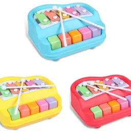 arizon 2 in 1 Mini Piano and Xylophone with 5 Multicolored Keys | 2 Sticks |Great Gift image 2