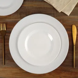 Pack of 27 Opalware Feather Elegance Opalware Dinner set | Microwave Safe |Crockery Set |White Dinner Set-image-58