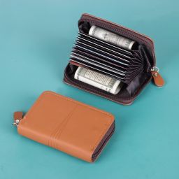Men & Women Brown Genuine Leather RFID Card Holder-image-48