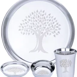 limetro steel Pack of 4 Steel Laser Printed (Serves 1) Dinner Set-picture-23