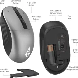Archer Tech Lab Precision 100 Wireless Mouse Plug & Play, ergonomic, 3 DPI, 10M range Wireless Optical Gaming Mouse image 5