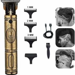 sam vintage Professional Maxtop t99 Golden Metal Body Trimmer Haircut Grooming Kit N4 Trimmer 120 min Runtime 4 Length Settings-image-86